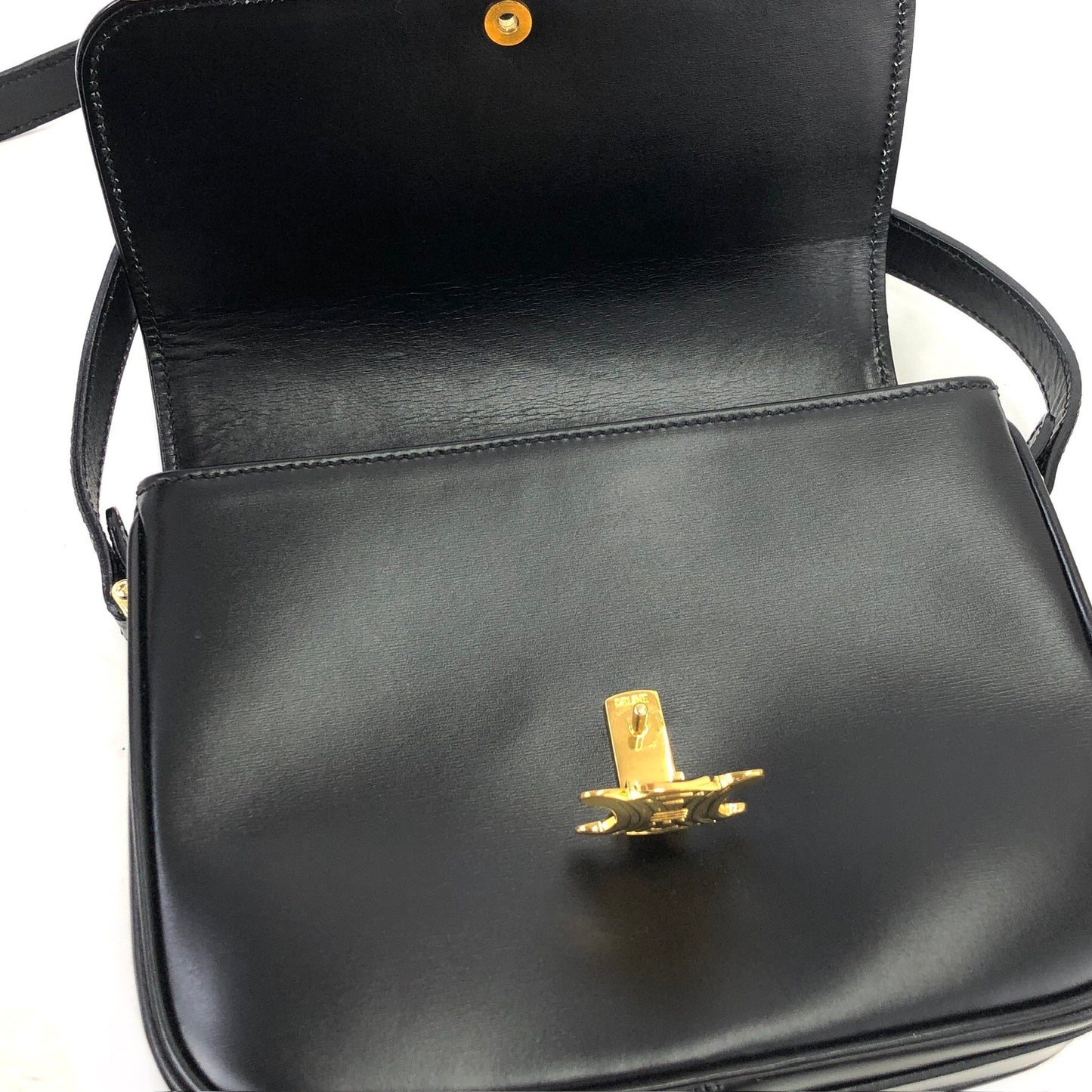 CELINE Triomphe Crossbody Shoulderbag Black Vintage Old CELINE 4hp84x