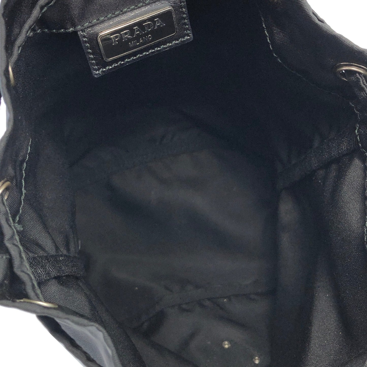 PRADA Triangle logo Nylon Drawstring Small Handbag Pouch Black Vintage Old 8zxdjz