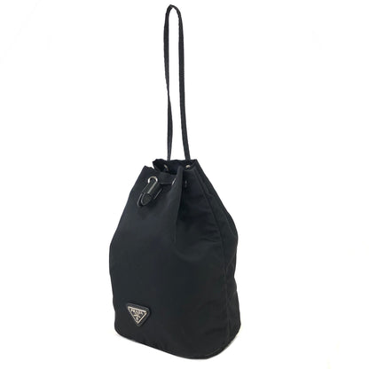PRADA Triangle logo Nylon Drawstring Small Handbag Pouch Black Vintage Old 8zxdjz