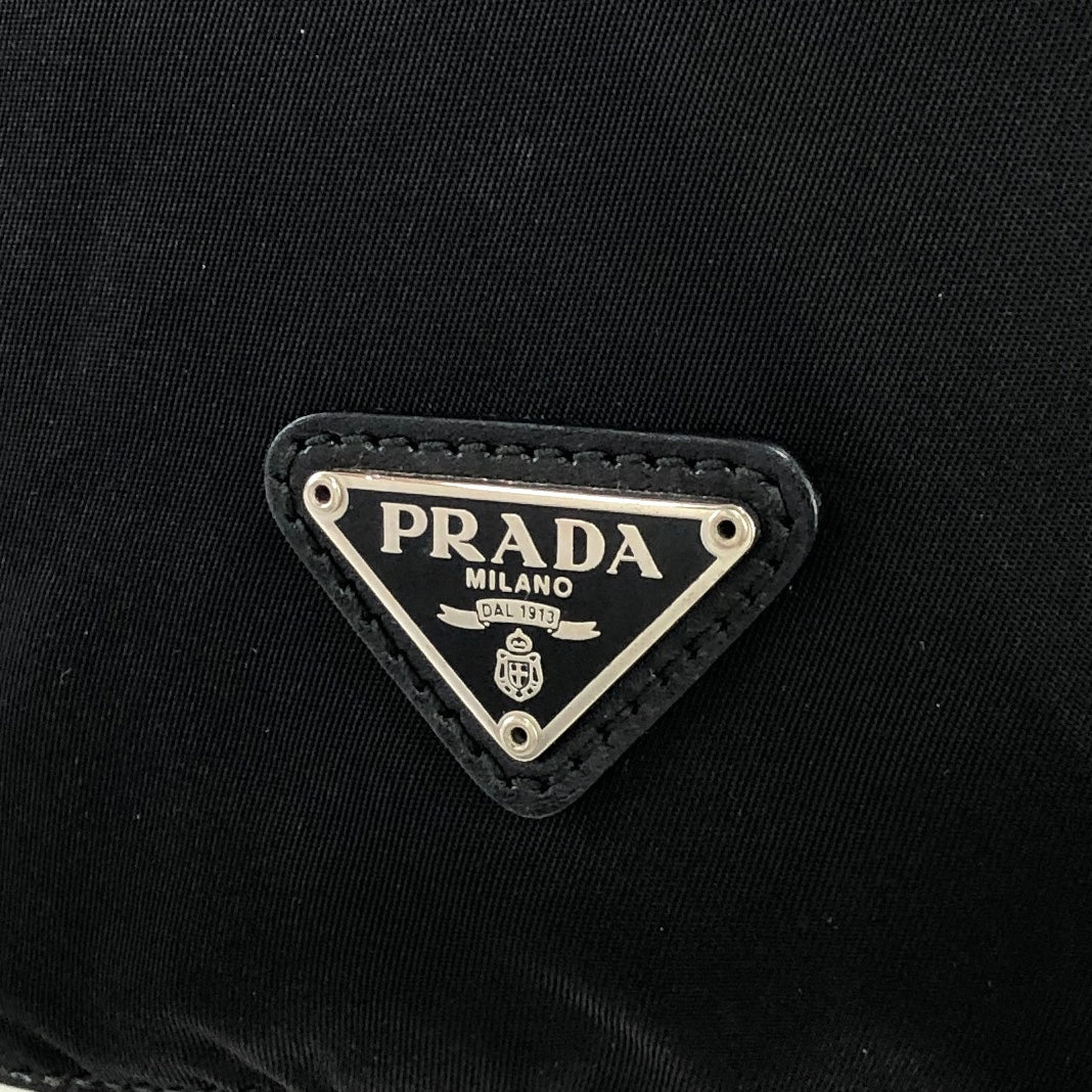 PRADA Triangle logo Nylon Drawstring Small Handbag Pouch Black Vintage Old 8zxdjz