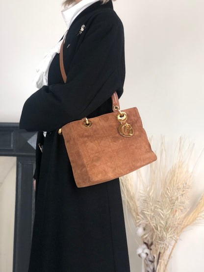 Christian Dior Lady Dior Cannage Two-way Handbag Shoulder bag Brown Vintage thfb5y