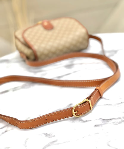 CELINE Macadam Horse bit Small Shoulder Bag Beige Vintage Old Celine t46eb4