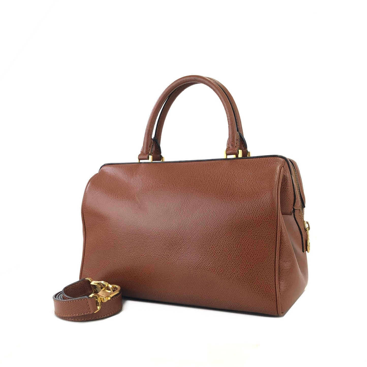 CELINE Leather Two-way Boston bag Shoulder bag  Brown Vintage Old Celine e8hsve
