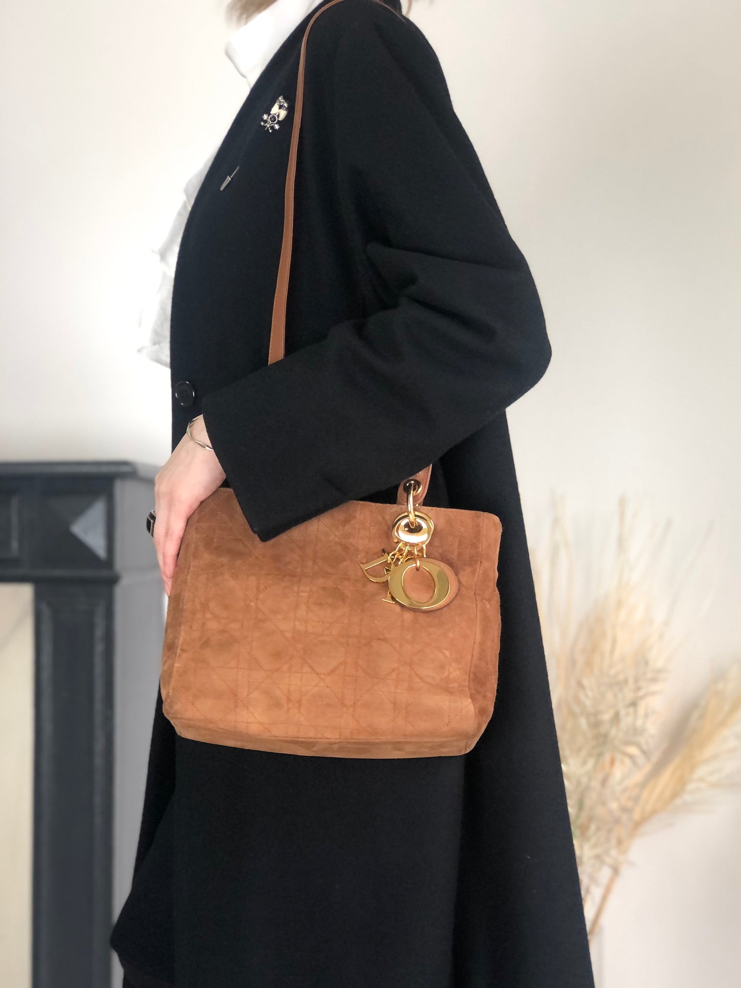 Christian Dior Lady Dior Cannage Two-way Handbag Shoulder bag Brown Vintage thfb5y