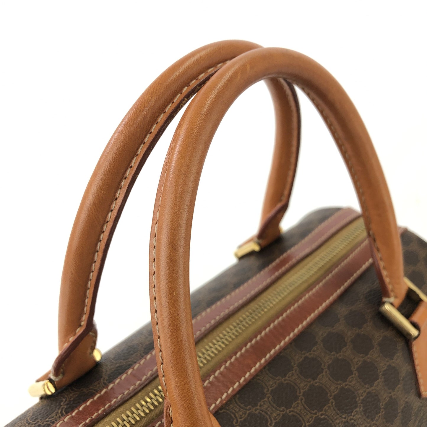 CELINE Macadam Blason Boston bag Handbag Brown Vintage Old Celine ut65gk