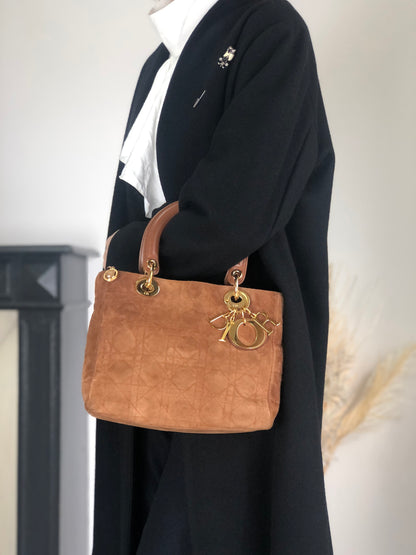 Christian Dior Lady Dior Cannage Two-way Handbag Shoulder bag Brown Vintage thfb5y