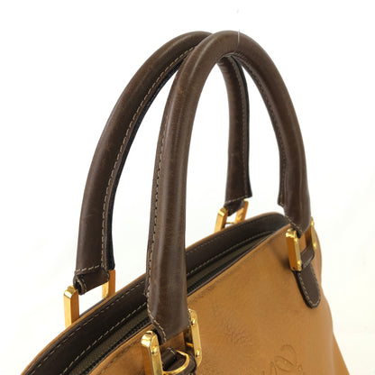 LOEWE  anagram Leather Bugatti Hand bag Brown kp5gpx