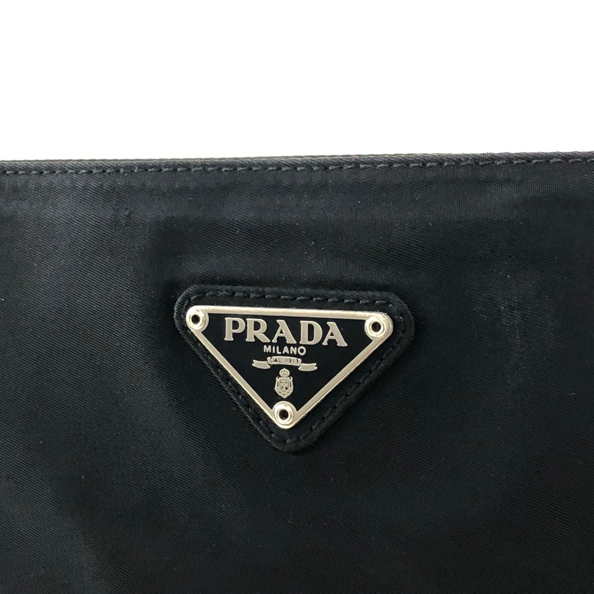 PRADA  triangle logo Nylon one handle  tote bag black Vintage Old 44guk3