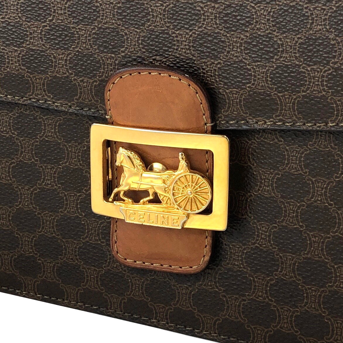 CELINE Macadam Horse carriage Leather crossbody Shoulder bag