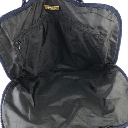 Yves Saint Laurent YSL Charm Logo Whole Pattern Nylon Totebag Navy Vintage Old kst34p