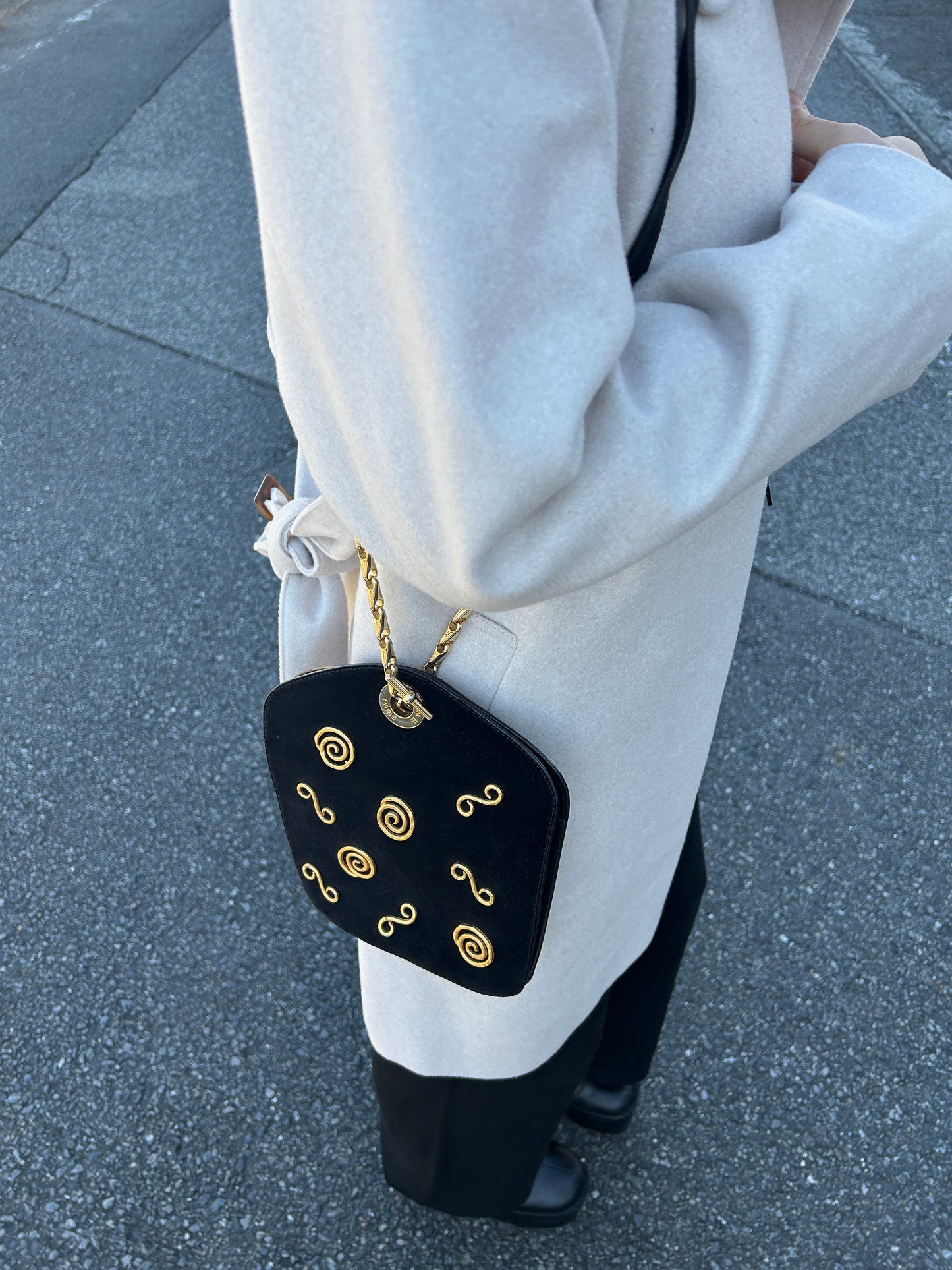 CELINE Chain Shoulder bag Black Vintage a7wb8n