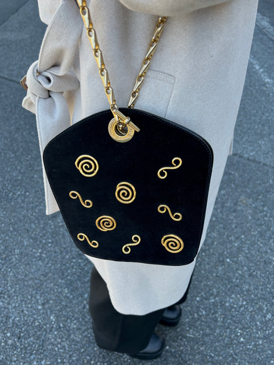 CELINE Chain Shoulder bag Black Vintage a7wb8n