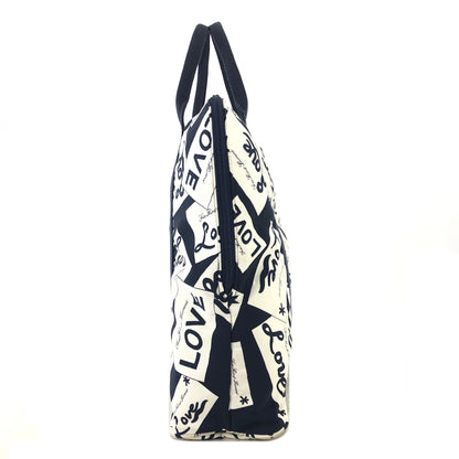 Yves Saint Laurent YSL Charm Logo Whole Pattern Nylon Totebag Navy Vintage Old kst34p