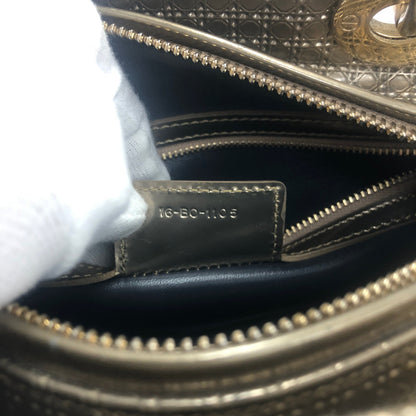 Christian Dior Lady dior 中 Micro Cannage 皮革手提包單肩包 青銅色 dhuimx