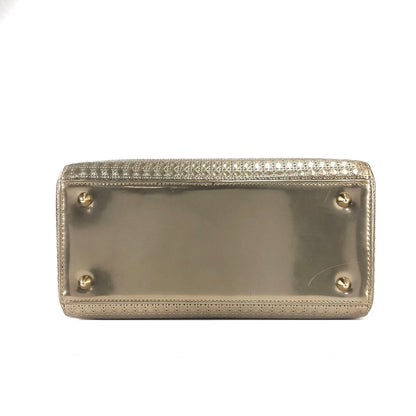 Christian Dior Lady dior 中 Micro Cannage 皮革手提包單肩包 青銅色 dhuimx