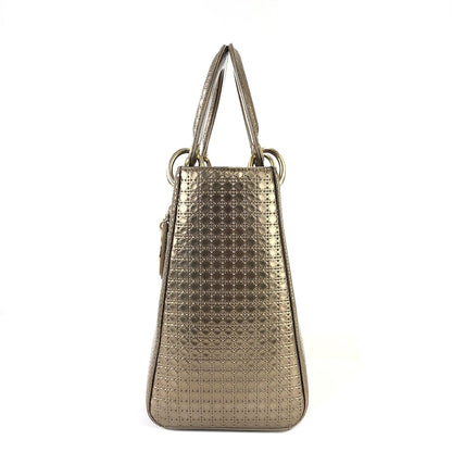 Christian Dior Lady dior 中 Micro Cannage 皮革手提包單肩包 青銅色 dhuimx