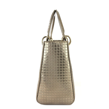 Christian Dior Lady dior 中 Micro Cannage 皮革手提包單肩包 青銅色 dhuimx