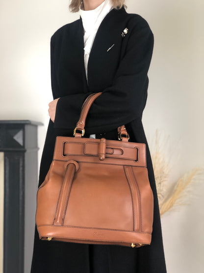 LOEWE Turn Lock Handbag Brown Vintage u4bec7