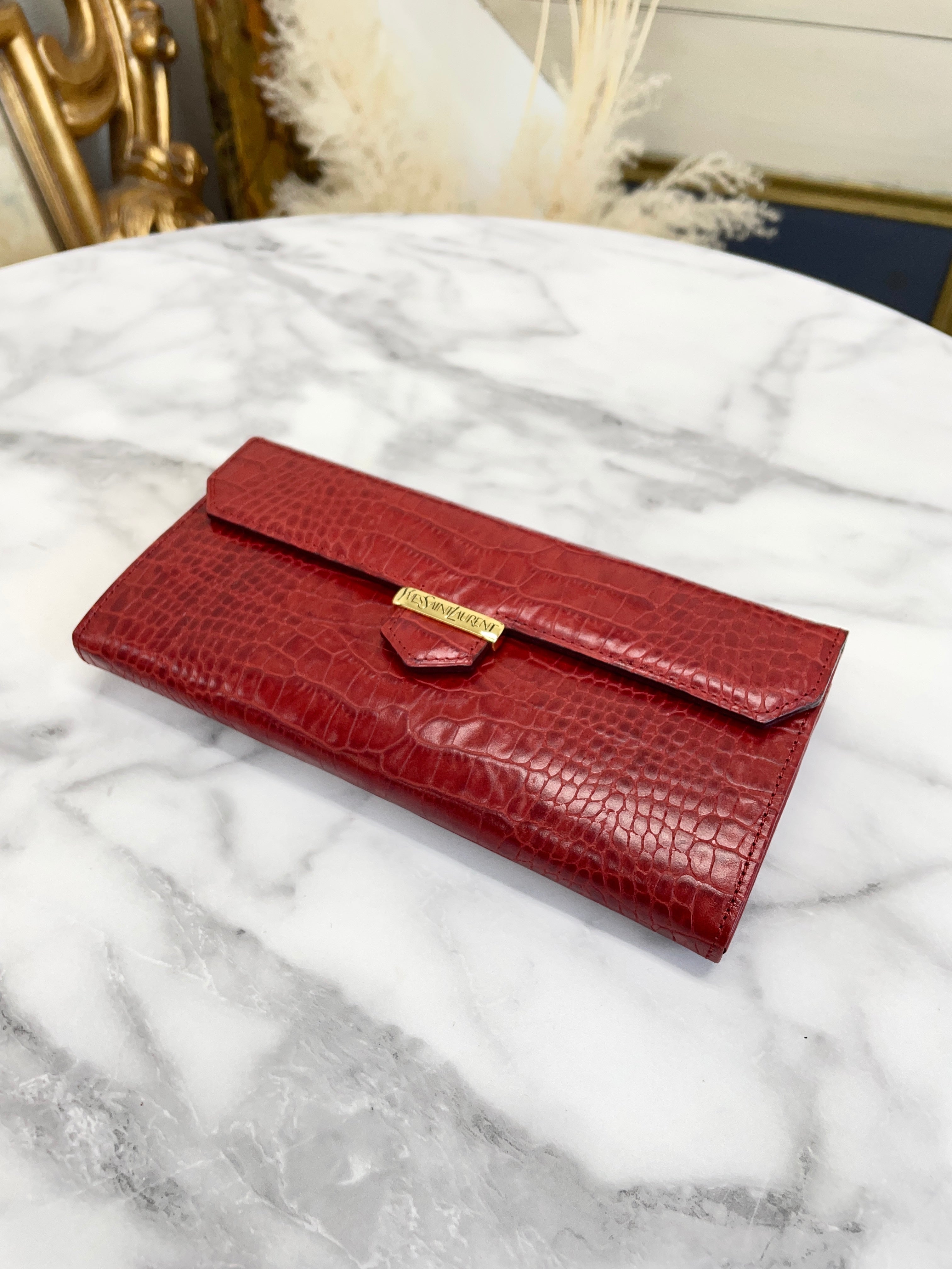 YVES SAINT LAURENT Dark Red 'Y' Quilted Leather Medium LouLou Bag
