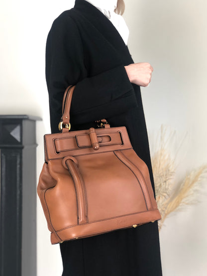 LOEWE Turn Lock Handbag Brown Vintage u4bec7