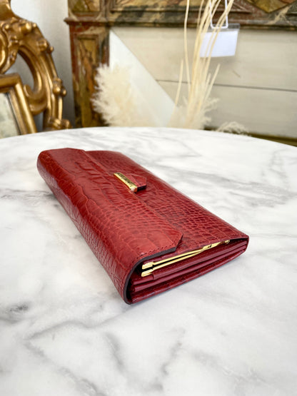 Yves Saint Laurent Logo Long Wallet Red YSL Vintage Accessory wwj8wz