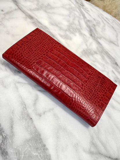 Yves Saint Laurent Logo Long Wallet Red YSL Vintage Accessory wwj8wz