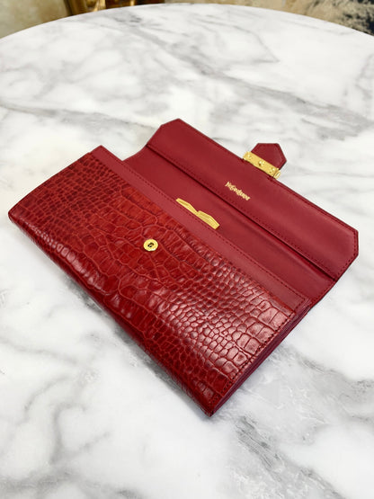Yves Saint Laurent Logo Long Wallet Red YSL Vintage Accessory wwj8wz