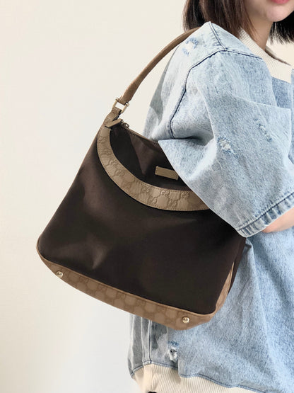 GUCCI Guccissima Shoulder bag Hobo bag Brown Vintage Old 2anetv