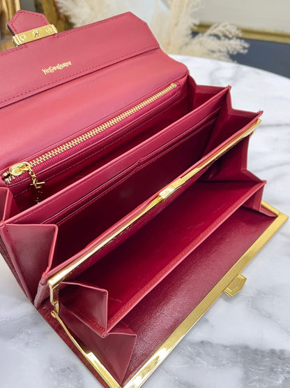 Yves Saint Laurent Logo Long Wallet Red YSL Vintage Accessory wwj8wz