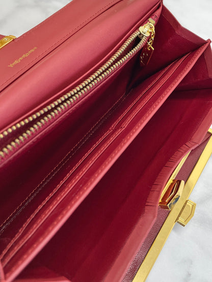 Yves Saint Laurent Logo Long Wallet Red YSL Vintage Accessory wwj8wz