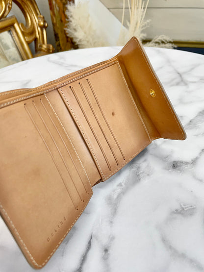 CELINE Macadam Logo Clasp Wallet Beige Vintage Old Celine 5yevmw
