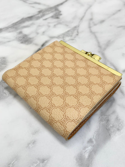 CELINE Macadam Logo Clasp Wallet Beige Vintage Old Celine 5yevmw