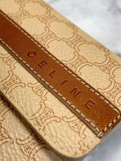 CELINE Macadam Logo Clasp Wallet Beige Vintage Old Celine 5yevmw