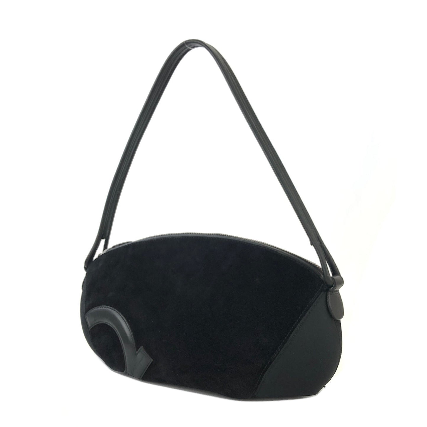 Salvatore Ferragamo Gancini Suede Shoulderbag Handbag Black Vintage Old 5psgn3