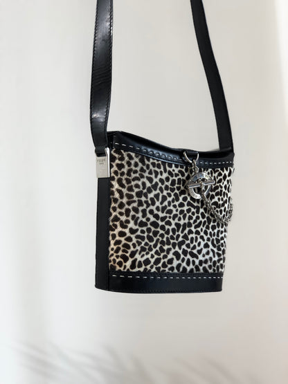 CELINE Unborn calf Dalmatian pattern Mantel Shoulder bag Black Vintage Old CELINE dn7e23