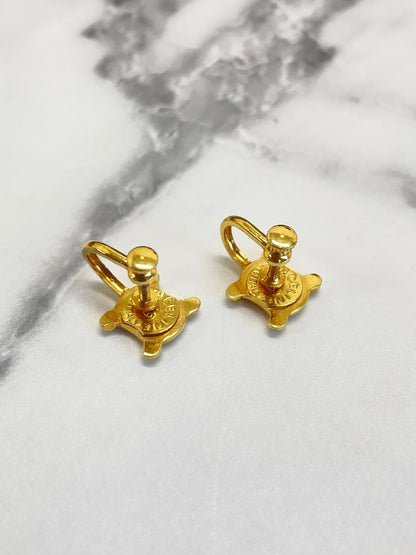 CELINE Triomphe Earrings Gold Vintage Old Celine nvi6c8