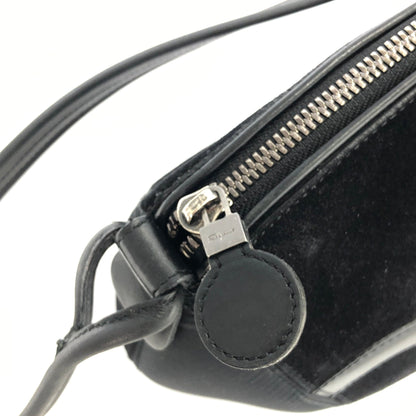 Salvatore Ferragamo Gancini 絨面革單肩包手提包黑色復古舊款 5psgn3