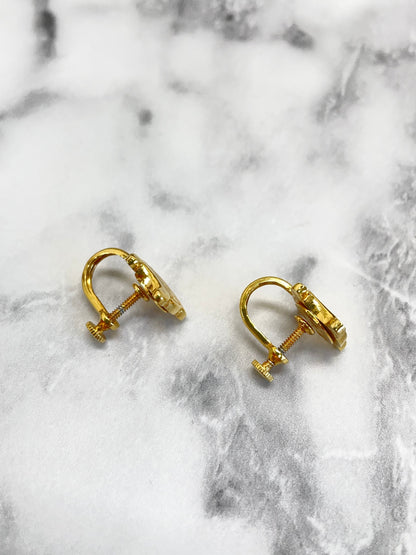 CELINE Triomphe Earrings Gold Vintage Old Celine nvi6c8