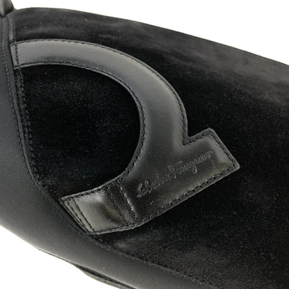 Salvatore Ferragamo Gancini 絨面革單肩包手提包黑色復古舊款 5psgn3