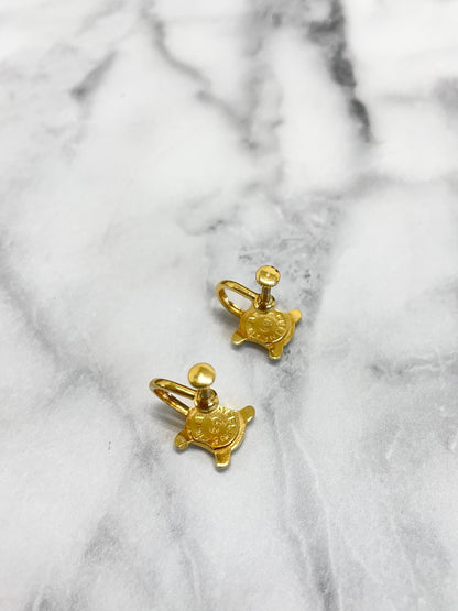 CELINE Triomphe Earrings Gold Vintage Old Celine nvi6c8