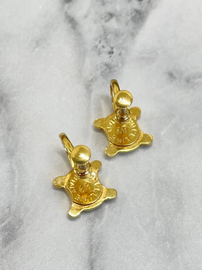 CELINE Triomphe Earrings Gold Vintage Old Celine nvi6c8