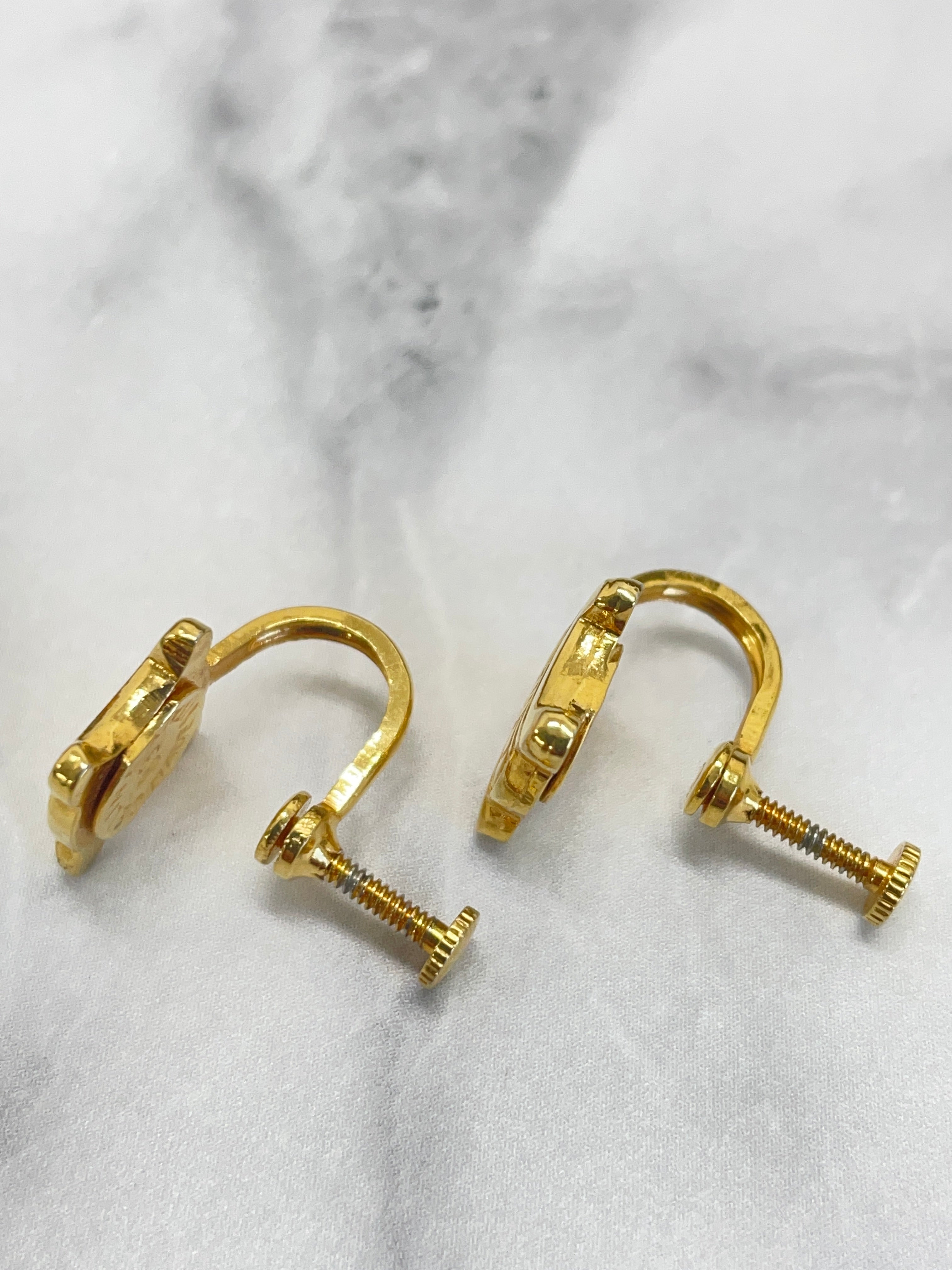 CELINE Triomphe Earrings Gold Vintage Old Celine nvi6c8