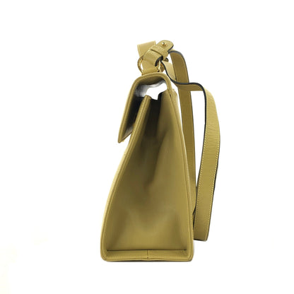 Salvatore Ferragamo Gancini Leather 2way Shoulderbag Handbag Beige Vintage Old yellow ei4hpe