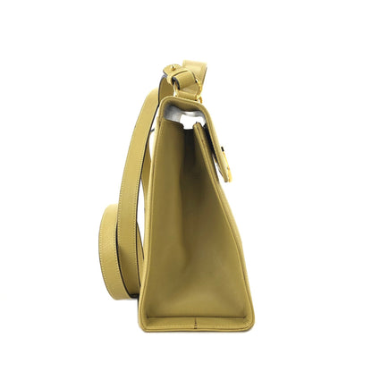 Salvatore Ferragamo Gancini Leather 2way Shoulderbag Handbag Beige Vintage Old yellow ei4hpe
