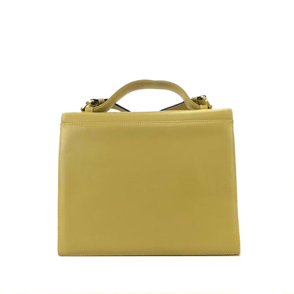 Salvatore Ferragamo Gancini Leather 2way Shoulderbag Handbag Beige Vintage Old yellow ei4hpe