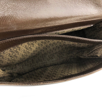 Yves Saint Laurent YSL logo Lizard embossed Round Shoulder bag Brown Vintage Old hw56ct