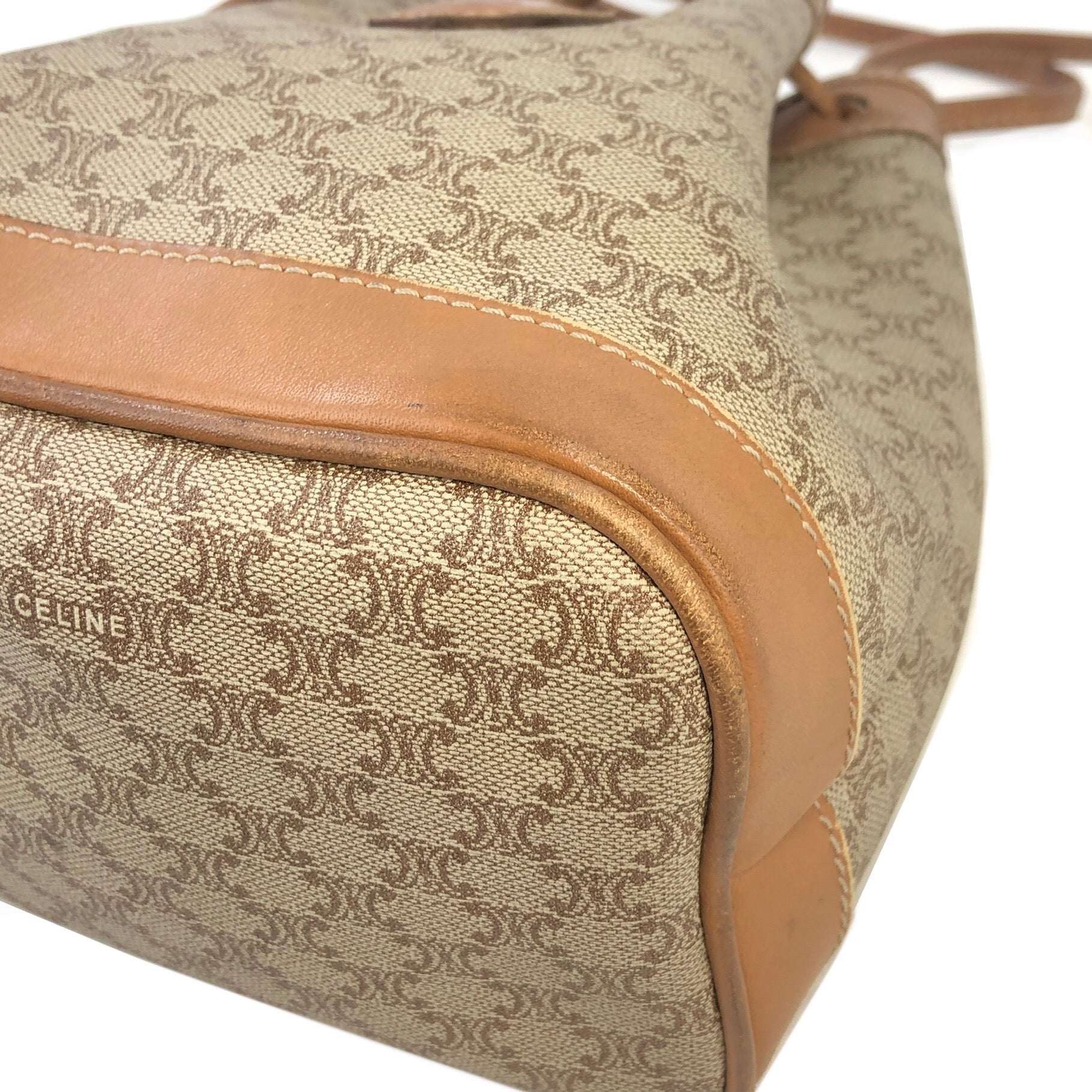 Vintage Celine Beige Macadam and Blason Pattern Classic 