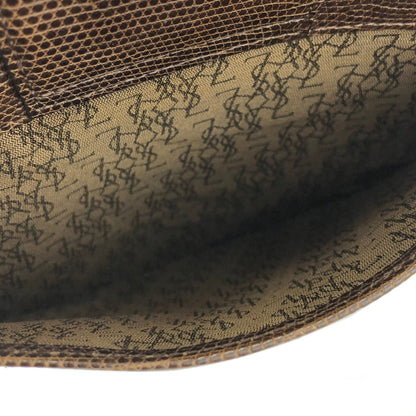Yves Saint Laurent YSL logo Lizard embossed Round Shoulder bag Brown Vintage Old hw56ct