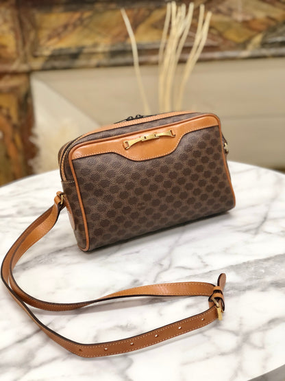 CELINE Macadam Horse bit Crossbody Shoulder bag Brown Vintage Old Celine u2tz75