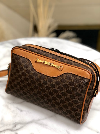 CELINE Macadam Horse bit Crossbody Shoulder bag Brown Vintage Old Celine u2tz75
